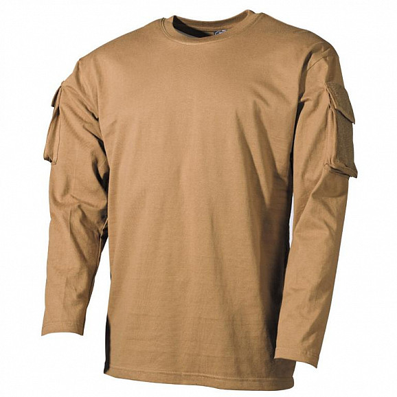 Armádní triko s ramenními kapsami, dlouhý rukáv
