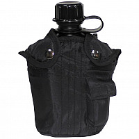 Polní lahev US MFH® 1 l v nylonovém pouzdru - černá